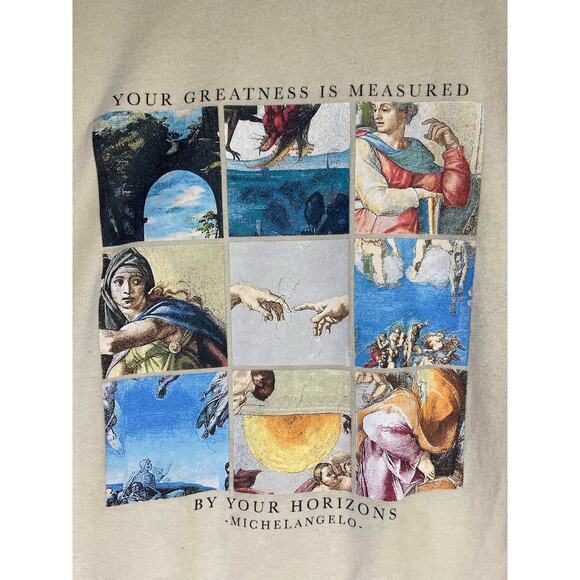 Unisex Ivory Michelangelo Art Graphic Crewneck Sweatshirt Unisex XL - Picture 4 of 10